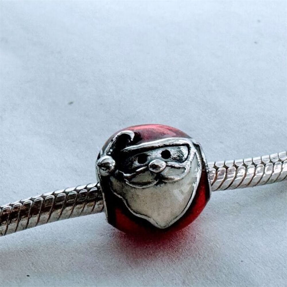 Retired Pandora Jolly Santa Dangle Charm Sterling Silver Red Enamel Christmas